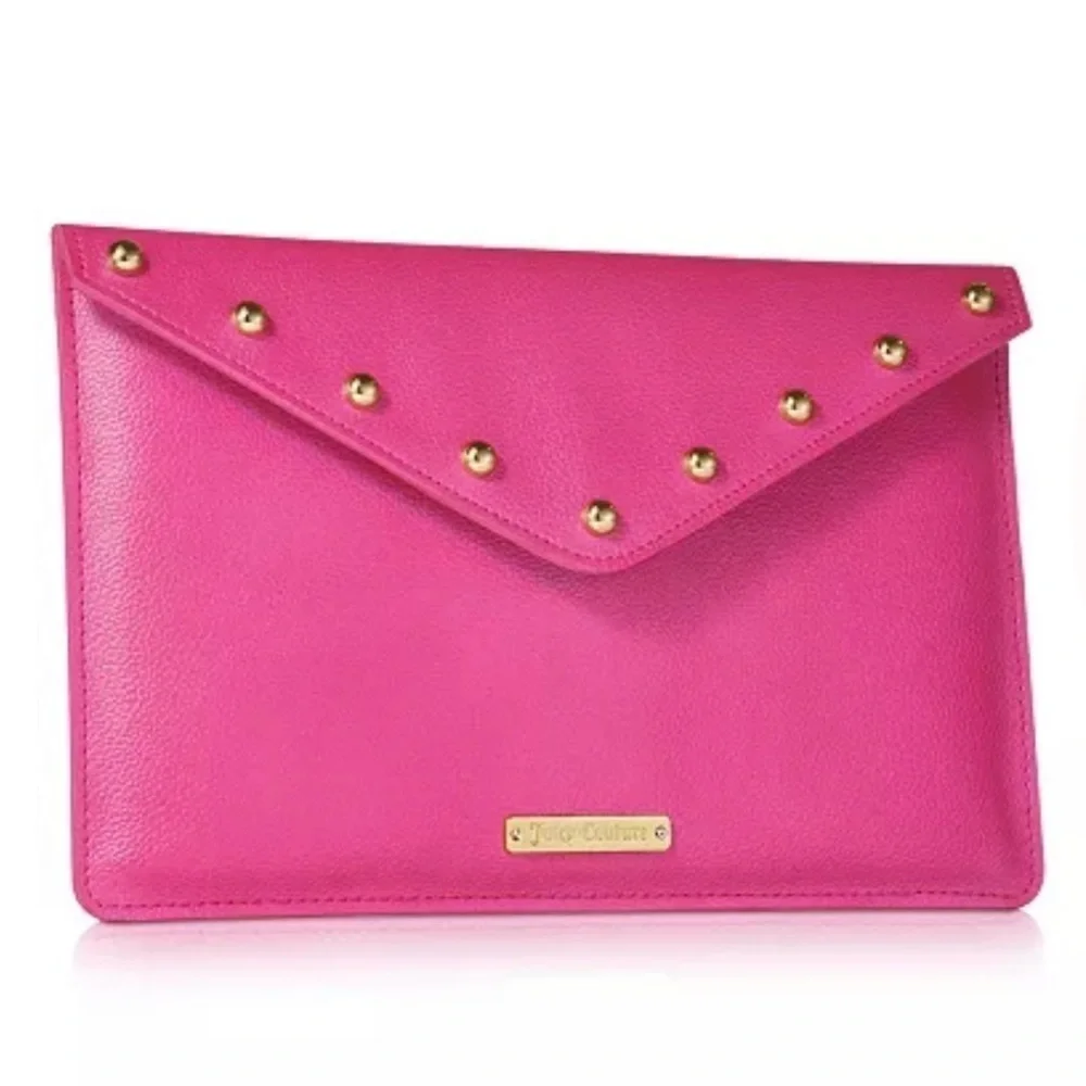 New Juicy Couture Pink with Gold Embellishments Clutch Handbag